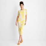 Women's Floral Print Elbow Sleeve Mesh Dress - Future Collective™ with Gabriella Karefa-Johnson Yellow