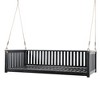 PAGED Patio Twin Size Garden Porch Swing,Wood Swing Bed with Ropes and Weather Resistant Frame for Patio Backyard,Garden,Porch - 4 of 4