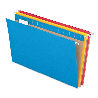 Pendaflex Colored Hanging Folders, Letter Size, 1/5-Cut Tabs, Five-Color Assortment, 25/Box