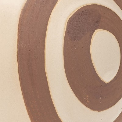 Ivory and Beige Round Ceramic Abstract Vase