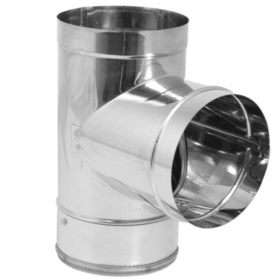 DuraVent DuraBlack 430 Stainless Steel, Durable and Easy Installation Single Wall Wood Burning Stove Pipe Connector Tee, Silver
