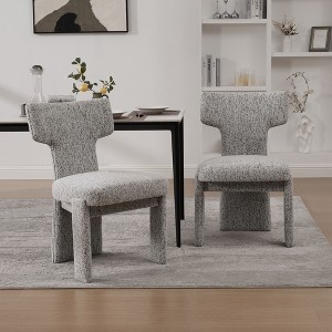 Sapphtopaz Modern Upholstered Chenille Dining Chairs, Curved Back Accent Chairs Kitchen Chairs with Rubberwood Legs for Dining Room, Kitchen - 1 of 4