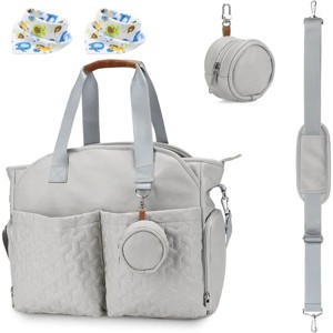 Racxily Breast Pump Bag Diaper Tote Bag with Detachable Shoulder Strap Side Pocket Free Baby Bibs Compatible - 1 of 4