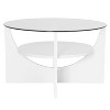 PAGED Modern U-Shaped 2-Tier Wooden Round Coffee Table with Clear Glass Top,Minimalist Design Tea Table Center Table for Living Room,Bedroom - 4 of 4