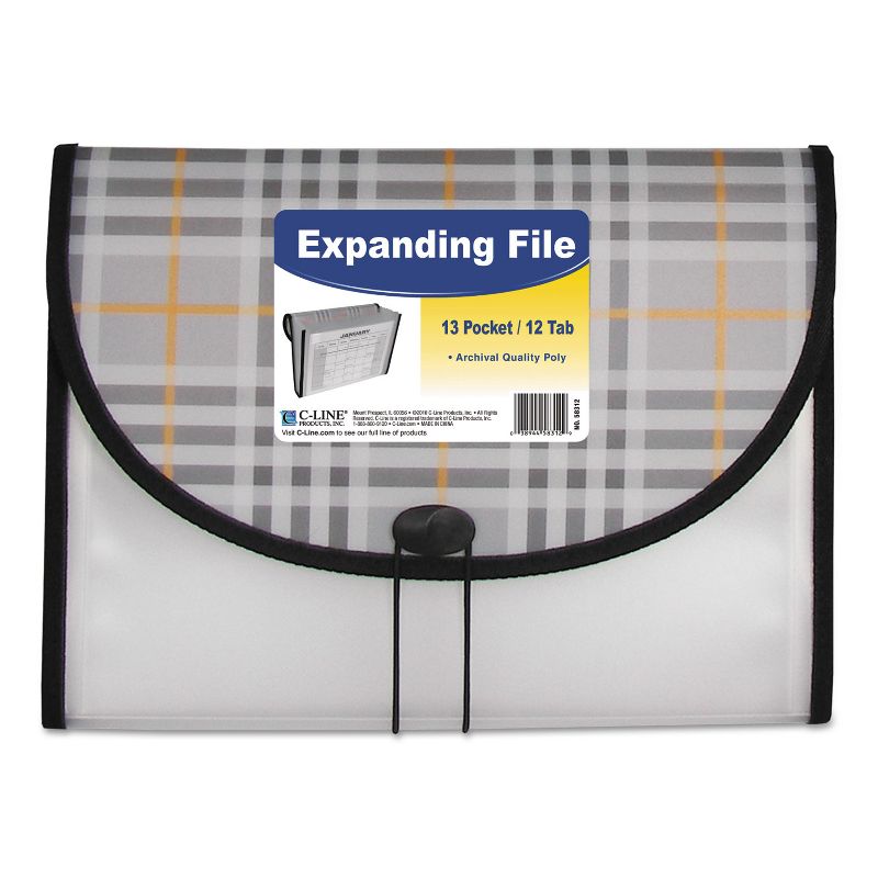 C-Line Expanding File Plaid Letter 13 Pockets 1.5" Exp 1/EA 58312, 3 of 7