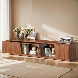 Gymojoy Wood Entertainment Center Walnut TV Console Table Up to 110" w/Shelves Cabinet for Home - 1 of 4