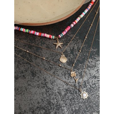 SOHI Women's Multicolour The Aruba Multi-Layer Necklace