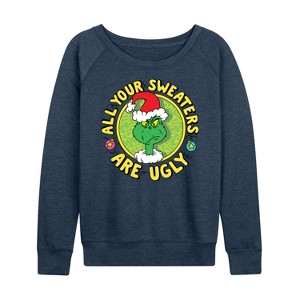 Women's - Dr. Seuss -  Lightweight French Terry Wide Neck Long Sleeve Shirt - 1 of 4