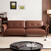 ATJafurn 90.6-inch Mid Century Modern 4 Seater Sectional Leather Sofa,Deep Seat solid wood Couch with Pillow Top Arms for Living Room Home Office - 3 of 4
