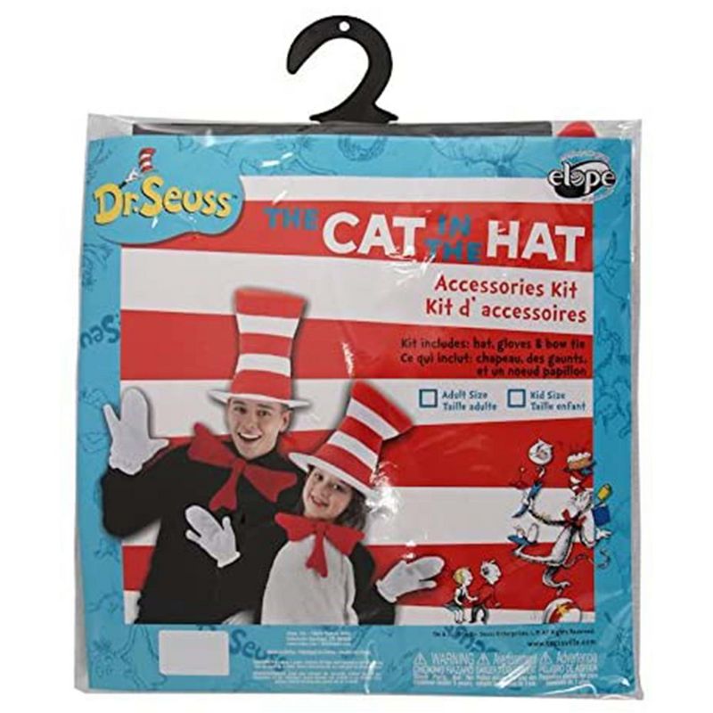 HalloweenCostumes.com    Dr. Seuss Cat in the Hat Costume Accessory Kit for Kids, Black/White, 2 of 6