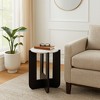 Chic End Table, Side Table, or Small Night Stand for Room Decor - Sturdy Wood Criss-cross Bedside Table with Marble Top for Small Spaces - 3 of 4