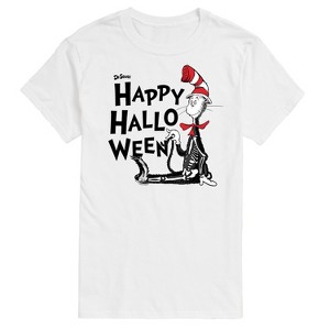 Men's - Dr. Seuss - Happy Halloween Skeleton Cat Short Sleeve Graphic T-Shirt - 1 of 4