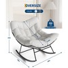 Outdoor Papasan Rocking Chair, Oversized Rocking Chair with Sturdy Metal Frame, Patio Rattan Egg Rocker for Balcony Backyard Porch Bedroom - 3 of 4