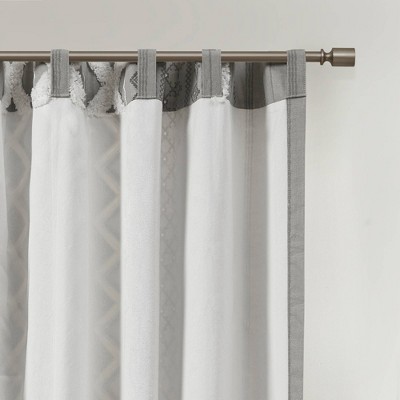 Gray Cotton Room-Darkening Geometric Print Curtain Panel