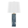 LumiSource Curvo 27" Contemporary Table Lamp Blue Ceramic, Gold Metal, and White Linen - 3 of 4