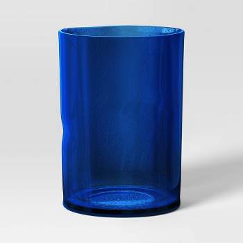 Medium Glass Hurricane Pillar Candle Holder Blue - Threshold™