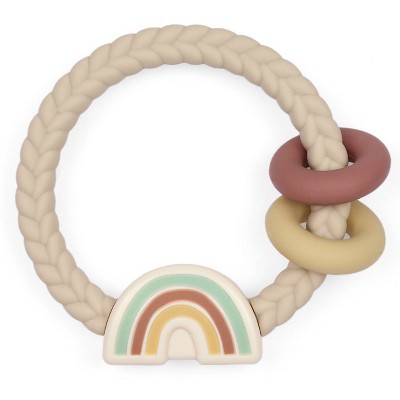 Itzy Ritzy Ring Rattle & Teether - Rainbow Neutral