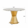 46" Modern Round Dining Table,High Gloss Faux Marble Top,Sturdy Stainless Steel Base for Kitchen and Dining Room - Maison Boucle - 4 of 4
