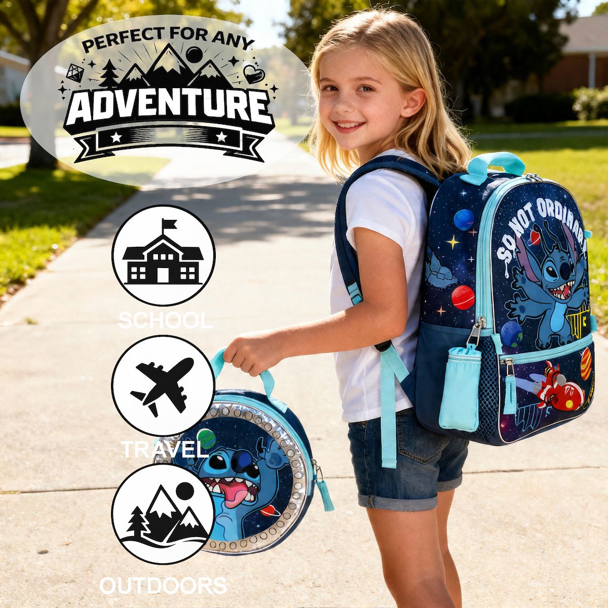 Disney Lilo & Stitch So Not Ordinary 5-Piece Backpack Set for school - thumbnail 6