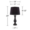 Regency Hill Traditional Table Lamps 25" High Set of 2 with USB Port Bronze Metal LED Touch On Off Black Faux Silk Drum Shade for Bedroom Living Room - 4 of 4