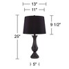 Regency Hill Traditional Table Lamps 25" High Set of 2 with USB Port Bronze Metal LED Touch On Off Black Faux Silk Drum Shade for Bedroom Living Room - image 4 of 4