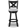 Gulches Contemporary 24" Swivel Pub Stools Set of 2 - Black Frame, Fabric Upholstered Seat, Counter Height, 17.5" x 17.5" x 37.5"H - 3 of 4