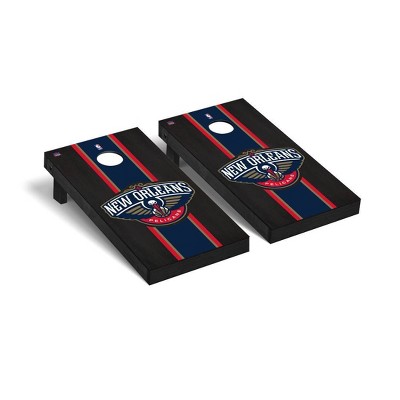 NBA New Orleans Pelicans Premium Cornhole Board Onyx Stained Stripe Version