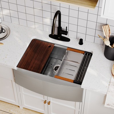 33" Stainless Steel Single Bowl Farmhouse Kitchen Sink with Accessories