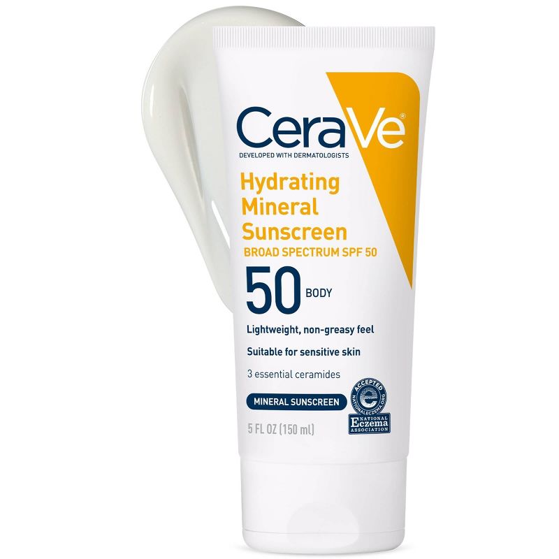 CeraVe Hydrating 100% Mineral Sunscreen for Body - SPF 50 - 5 fl oz, 3 of 12