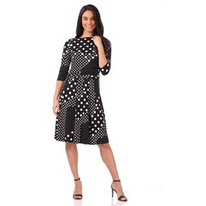 REKUCCI Women's Flippy Fit and Flare Dress with 3/4 Sleeves – Stylish Knee-Length Everyday Dress - 1 of 4
