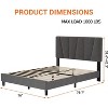 King Size Platform Bed Frame, Linen Upholstered Bed Frame with Headboard, Modern Mattress Foundation with Wooden Slats Supports for King Bed, No Box - 2 of 4