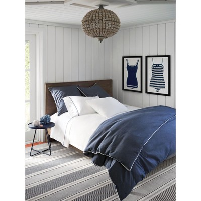 Gray and White Striped Handwoven Wool Cotton Rug 4' x 6'