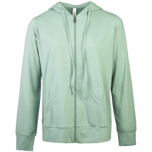 Sofra Women's Cotton Comfort Zip Up Hoodie Jersey Sweater - 1 of 3