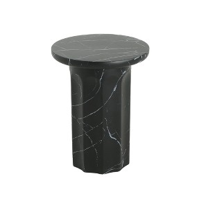 FONTOI End Table Lightweight Concrete Side Table Modern Marble Effect Outdoor Accent Table for Patio and Living Room, Black,marble, 16"*16"*21.25" - 1 of 4