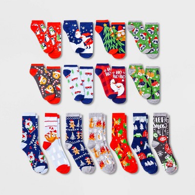 Women's Christmas Critters 15 Days of Socks Advent Calendar - Assorted Colors 4-10