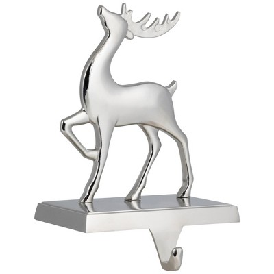Silver Metal Reindeer Christmas Stocking Holder