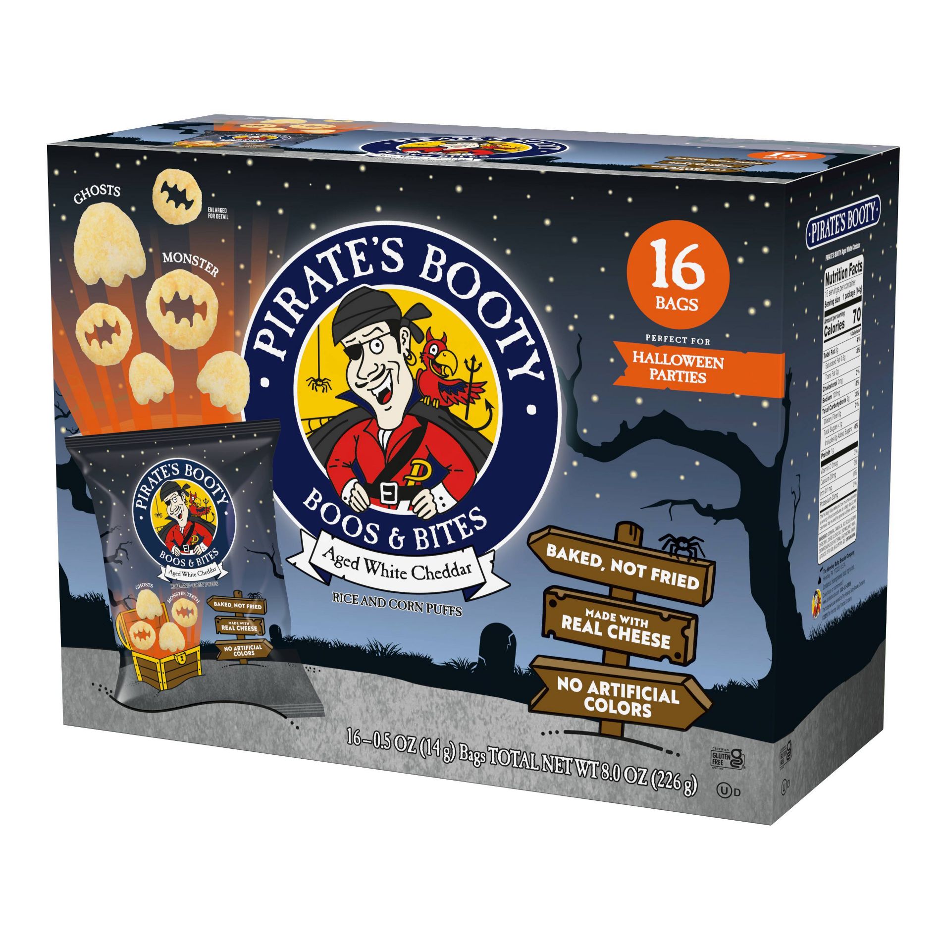Pirate's Booty Boos & Bites Gluten Free Trick or Treat Kids Snacks Multipack - 8oz/16ct