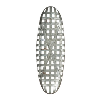 GlasFlength Wall Art Metal Wall Art with Grid Pattern Decorative Wall Sculpture Wall Art Decoration for Living Room, Silver, 12.4"*3.1"*37.4"