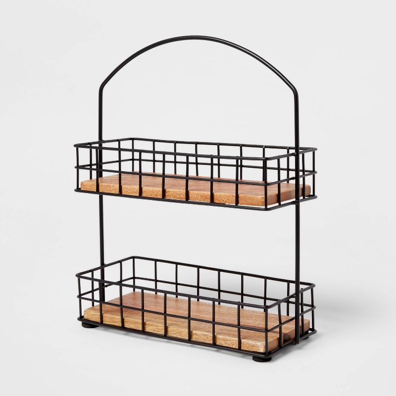 Iron and Mangowood 2-Tier Wire Spice Rack Black - Threshold&#8482;, 4 of 9