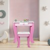 Tangkula 2-in-1 Kids Vanity Set Makeup Table & Chair Set for Toddlers w/Detachable Mirror Pink/White - 2 of 4