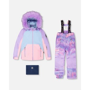 Deux par Deux Girl Two-Piece Play Snowsuit Purple Geo - 1 of 4