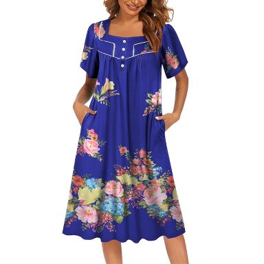 house dresses for women Ekouaer With Pockets Short Sleeve Button Lounge Dress Grandma nightgown Bloom XL : Target 2025BFCM1860 Glamrae Elegant Luxurious Beaded House clothes Choose your color:35 Medium Tobacco