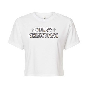 Women's - Winnie the Pooh - Merry Christmas Characters Cropped Graphic T-Shirt - 1 of 4