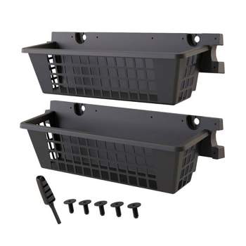 Suncast 25" x 7.25" x 7" Resin Shelf Basket Accessory with EZ Bolt Assembly for Select Outdoor Shed Storage Models, Black (2-Pack)