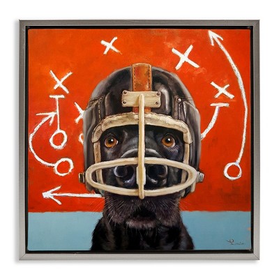 Stupell Industries Dog in Football Helmet Sports Plays, 25" x 25"
