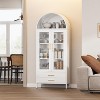 SUXXAN 73'' Metal Tall Arched Display Cabinet with Glass Doors and 2 Drawers, Assembly Required - 2 of 4