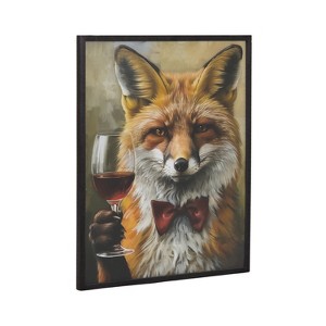 Kate & Laurel All Things Decor 16"x20" Gallery Traditional Fox Wine Tasting Print by The Creative Bunch Studio Black - 1 of 4