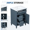 24-Inch Bathroom Vanity with Sink Bathroom Vanity Cabinet with One Flip Drawer and Two Drawers Adjustable Shelf Solid Wood and MDF Blue Gray - 3 of 4