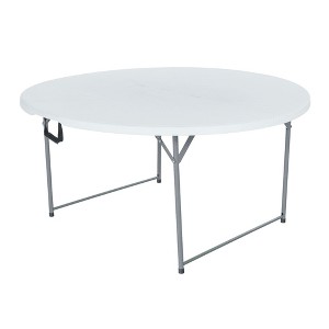 Peakform Round Multipurpose Banquet Table Lightweight Durable Folding Desk with Secure Base for Indoor and Outdoor Events, 60 Inch, White - 1 of 4
