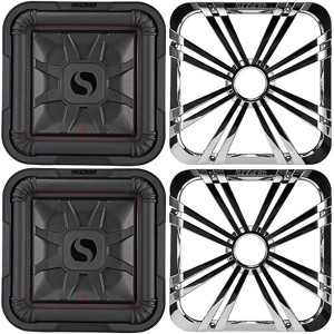 Kicker (2) 46L7T122 L7T L7-Thin 12-Inch (30cm) Subwoofer, Dual Voice Coil, 2-Ohm, 600 Watt w/ Chrome LED Grill Bundle - 1 of 4